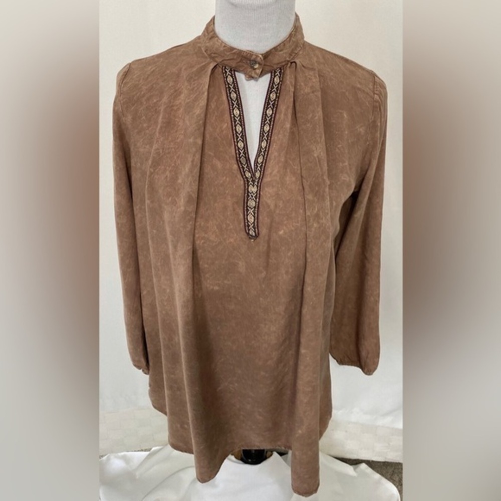 💫Blu Pepper Brown Aztec Tunic Shirt Dress